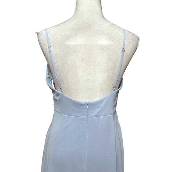 Lovely Maxi Dress Center Slit Adjustable Straps V-Neckline Light Blue W 8 NWOT - Picture 6 of 9